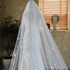 Wedding Veils | Lace Edge Single Tier Tulle Bridal Cathedral Length Wedding Veil White – Girls