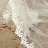 Wedding Veils | Lace Edge Single Tier Tulle Bridal Chapel Length Wedding Veil Ivory – Girls