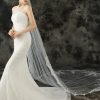 Wedding Veils | Lace Edge Single Tier Tulle Bridal Chapel Length Wedding Veil Ivory – Girls