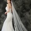 Wedding Veils | Lace Edge Single Tier Tulle Bridal Chapel Length Wedding Veil Ivory – Girls