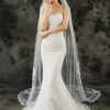 Wedding Veils | Lace Edge Single Tier Tulle Bridal Chapel Length Wedding Veil Ivory – Girls