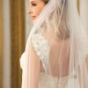 Wedding Veils | Lace Edge Single Tier Tulle Bridal Chapel Length Wedding Veil Ivory – Girls