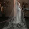 Wedding Veils | Lace Edge Single Tier Tulle Bridal Chapel Length Wedding Veil White – Girls