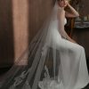 Wedding Veils | Lace Edge Single Tier Tulle Bridal Chapel Length Wedding Veil White – Girls