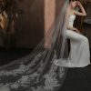 Wedding Veils | Lace Edge Single Tier Tulle Bridal Chapel Length Wedding Veil White – Girls