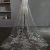 Wedding Veils | Lace Edge Single Tier Tulle Bridal Chapel Length Wedding Veil White – Girls