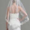 Wedding Veils | Lace Edge Single Tier Tulle Bridal Fingertip Length Wedding Veil Ivory – Girls