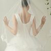 Wedding Veils | Lace Edge Single Tier Tulle Bridal Fingertip Length Wedding Veil Ivory – Girls