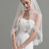 Wedding Veils | Lace Edge Single Tier Tulle Bridal Fingertip Length Wedding Veil Ivory – Girls