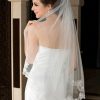 Wedding Veils | Lace Edge Single Tier Tulle Bridal Fingertip Length Wedding Veil White – Girls