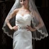 Wedding Veils | Lace Edge Single Tier Tulle Bridal Fingertip Length Wedding Veil White – Girls