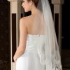 Wedding Veils | Lace Edge Single Tier Tulle Bridal Fingertip Length Wedding Veil White – Girls