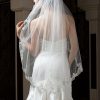 Wedding Veils | Lace Edge Single Tier Tulle Bridal Fingertip Length Wedding Veil White – Girls