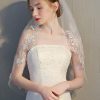 Wedding Veils | Lace Edge Two Tier Lace/Tulle Bridal Elbow Length Wedding Veil With Blusher Ivory – Girls