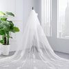 Wedding Veils | Lace Edge Two Tier Tulle Bridal Cathedral Length Wedding Veil Ivory – Girls