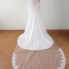 Wedding Veils | Lace Edge Two Tier Tulle Bridal Cathedral Length Wedding Veil With Blusher Ivory – Girls