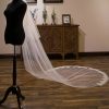 Wedding Veils | Lace Edge Two Tier Tulle Bridal Cathedral Length Wedding Veil With Blusher Ivory – Girls