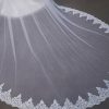 Wedding Veils | Lace Edge Two Tier Tulle Bridal Cathedral Length Wedding Veil With Blusher Ivory – Girls