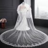 Wedding Veils | Lace Edge Two Tier Tulle Bridal Cathedral Length Wedding Veil With Blusher White – Girls