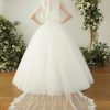 Wedding Veils | Lace Edge Two Tier Tulle Bridal Chapel Length Wedding Veil With Blusher Ivory – Girls