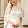 Wedding Veils | Lace Edge Two Tier Tulle Bridal Fingertip Length Wedding Veil With Blusher Ivory – Girls