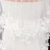 Wedding Veils | Lace Edge Two Tier Tulle Bridal Fingertip Length Wedding Veil With Blusher Ivory – Girls