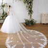 Wedding Veils | Lace Lace Edge Single Tier Tulle Bridal Cathedral Length Wedding Veil Ivory – Girls