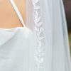 Wedding Veils | Leaf Lace Edge Single Tier Tulle Bridal Fingertip Length Wedding Veil Ivory – Girls