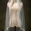 Wedding Veils | Leaf Lace Edge Single Tier Tulle Bridal Fingertip Length Wedding Veil Ivory – Girls