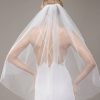 Wedding Veils | Pearl Cut Edge Single Tier Tissue Bridal Fingertip Length Wedding Veil Ivory – Girls