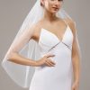 Wedding Veils | Pearl Cut Edge Single Tier Tissue Bridal Fingertip Length Wedding Veil Ivory – Girls