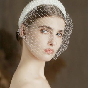 Wedding Veils | Pearl Cut Edge Single Tier Tulle Bridal Birdcage Wedding Veil Ivory – Girls