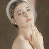 Wedding Veils | Pearl Cut Edge Single Tier Tulle Bridal Birdcage Wedding Veil Ivory – Girls