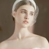 Wedding Veils | Pearl Cut Edge Single Tier Tulle Bridal Birdcage Wedding Veil Ivory – Girls