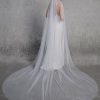 Wedding Veils | Pearl Cut Edge Single Tier Tulle Bridal Cathedral Length Wedding Veil Ivory – Girls