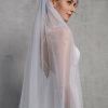 Wedding Veils | Pearl Cut Edge Single Tier Tulle Bridal Cathedral Length Wedding Veil Ivory – Girls