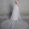 Wedding Veils | Pearl Cut Edge Single Tier Tulle Bridal Cathedral Length Wedding Veil Ivory – Girls