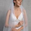 Wedding Veils | Pearl Cut Edge Single Tier Tulle Bridal Cathedral Length Wedding Veil Ivory – Girls