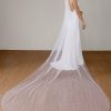 Wedding Veils | Pearl Cut Edge Single Tier Tulle Bridal Cathedral Length Wedding Veil Ivory – Girls