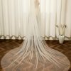 Wedding Veils | Pearl Cut Edge Single Tier Tulle Bridal Cathedral Length Wedding Veil Ivory – Girls