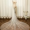 Wedding Veils | Pearl Cut Edge Single Tier Tulle Bridal Cathedral Length Wedding Veil Ivory – Girls