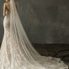 Wedding Veils | Pearl Cut Edge Single Tier Tulle Bridal Chapel Length Wedding Veil Ivory – Girls