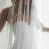 Wedding Veils | Pearl Cut Edge Single Tier Tulle Bridal Waltz Length Wedding Veil Ivory – Girls