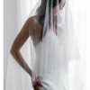 Wedding Veils | Pearl Cut Edge Single Tier Tulle Bridal Waltz Length Wedding Veil Ivory – Girls