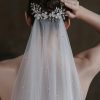 Wedding Veils | Pearl Cut Edge Two Tier Tulle Bridal Fingertip Length Wedding Veil Ivory – Girls