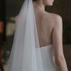 Wedding Veils | Pearl Cut Edge Two Tier Tulle Bridal Fingertip Length Wedding Veil Ivory – Girls