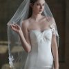 Wedding Veils | Pearl Lace Edge Single Tier Tulle Bridal Fingertip Length Wedding Veil Ivory – Girls