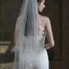 Wedding Veils | Pearl Lace Edge Single Tier Tulle Bridal Fingertip Length Wedding Veil Ivory – Girls