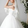 Wedding Veils | Pearl Lace Edge Two Tier Tulle Bridal Fingertip Length Wedding Veil With Blusher Ivory – Girls