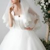 Wedding Veils | Pearl Lace Edge Two Tier Tulle Bridal Fingertip Length Wedding Veil With Blusher Ivory – Girls